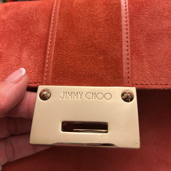 Jimmy Choo Burnt Orange Suede Rebel Crossbody Top Handle Box Bag Quiet Luxury - Picture 11 of 16